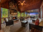 Soaring Hawk Lodge: Entry Level Deck Outdoor Fireplace Area